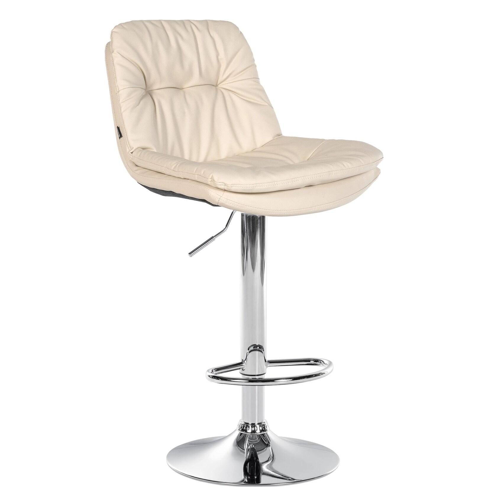 CLP Barhocker Laurel Kunstleder chrom - Farbe: creme, Gestellmaterial: Metall in Chromoptik