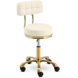 physa Rollhocker mit Lehne - 48 - 61 cm - 150 kg - Beige/Golden