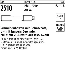 Schraubenbolzen DIN 2510 Dehnschaft/2Muttern LM 24x 130 Mu 1.7709 1 Stück