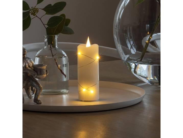 Konstsmide Christmas LED-Wachskerze creme Lichtfarbe Bernstein 12,7 cm, creme / amber