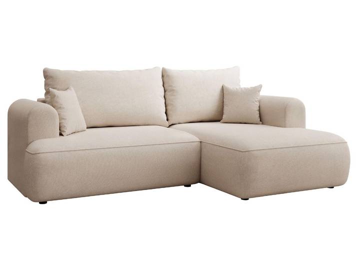 Selsey Ovo Mini - Canapé-lit d'angle à droite avec espace de rangement\, housse Easy-Clean-Chenille\, crème