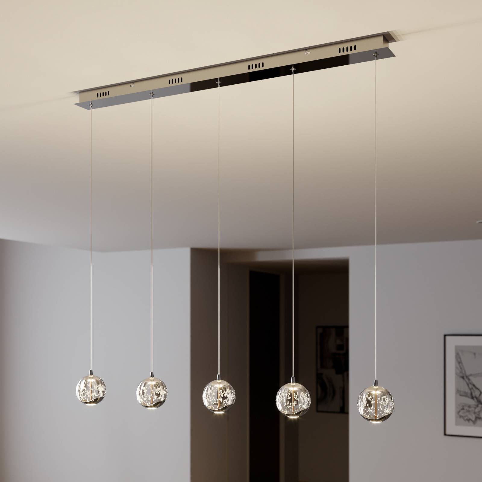 Glas Hängelampe Hayley Lucande, klar / transparent, für Wohn- / Esszimmer, Glas, Modern, Pendelleuchte