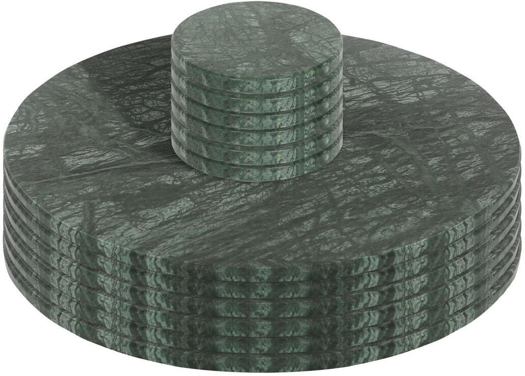 Argon Tableware Marble Placemat And Coaster Set Green 30cm W X 30cm L X 30cm D