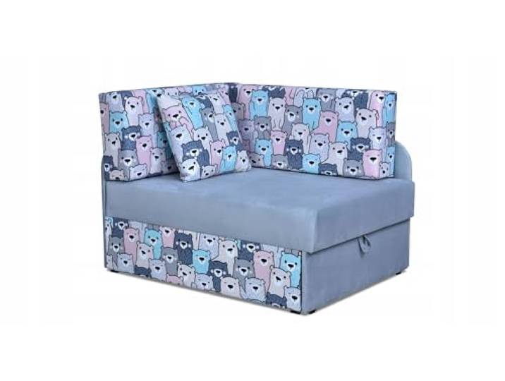 Family Meble Kindersofa, Modell Bambino, Ecksofa mit Schlaffunktion, Freistehendes Eck Sofa, Klappbares Ecksofa für Kinder, 3 Schlaflängen, Strapazierfähiges Material,Schmutzabweisend,Tr 32/Bajka 60