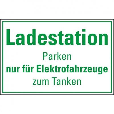 Schild I Hinweisschild Ladestation Elektrofahrzeug, Kunststoff, 300x200mm