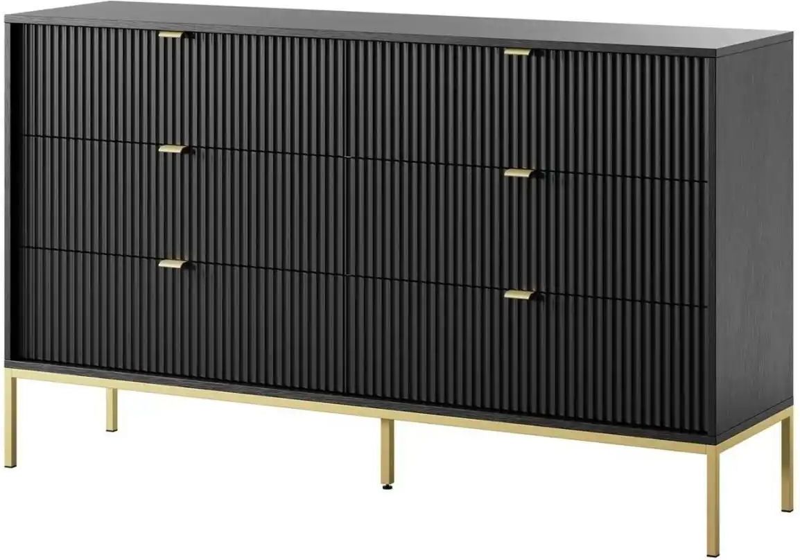 Höffner Kommode  Nova ¦ schwarz ¦ Maße (cm): B: 154 H: 91
