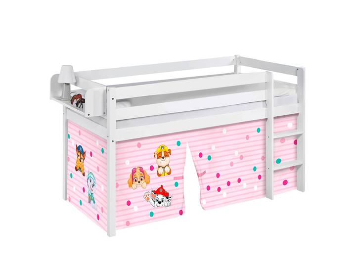 Lit mezzanine Pat’Patrouille I 90 x 190cm Blanc/Rose Avec échelle