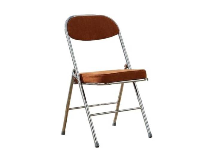 Zymjzbetic Klassischer, platzsparender Café-Stuhl mit Samtrücken Unterstützen Sie das Küchen-Ess-Set, tragbar, zusammenklappbar, Haushalt for Zuhause(Orange-silver)
