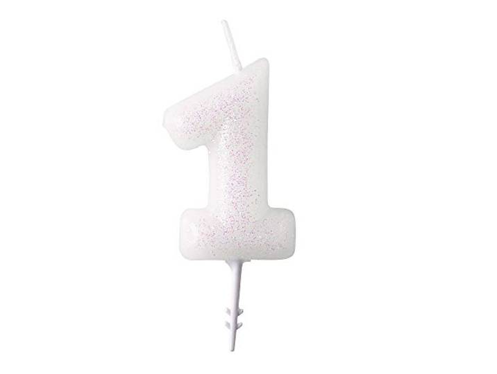 Amscan 9904376 cijferkaars 1 glitter, wit/roze