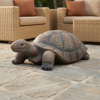 Meedzom 34.2 Inch Long Realistic Concrete Turtle Statue, Weathered Stone‑Look Reptile Figurine for Patio Pond Landscaping Decor