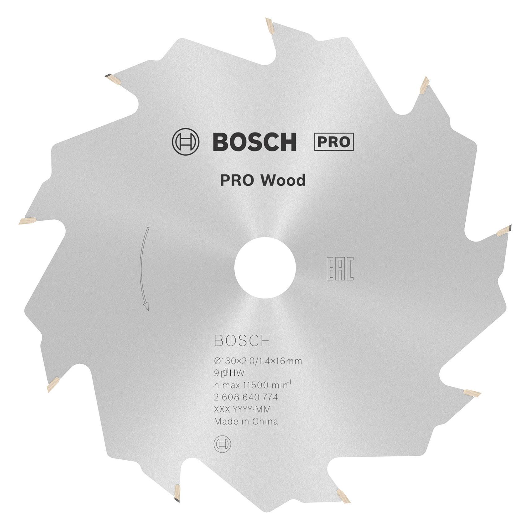 Bosch Professional Zubehör PRO Wood Kreissägeblatt, 130 x 2 x 16 mm (2608640774)