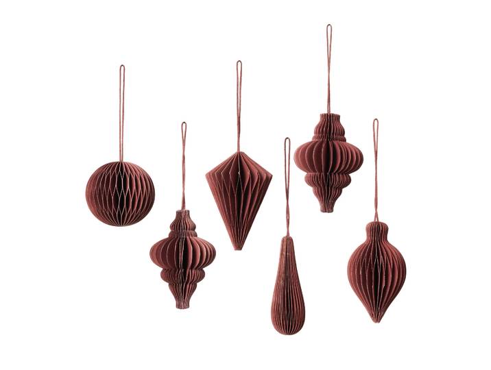 Broste Copenhagen Décoration de Noël Christmas mix Lot de 6 Pompeian red