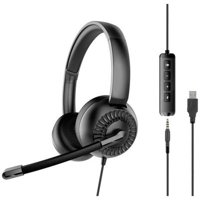 SPEEDLINK METIS USB Stereo Headset, 3.5mm Jack with USB Soundcard, black -