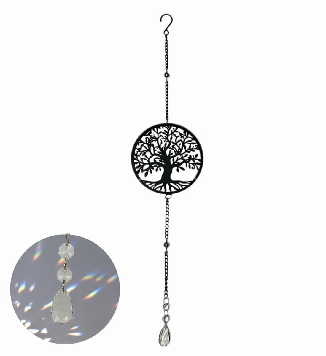 Dailygoods Raamhanger Zonnevanger Mystieke Levensboom - Matzwart
