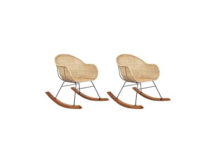 Schaukelstuhl 2er Set Rattan natürlich Indoor Outdoor Boho Stil Lavinio