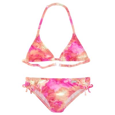 Triangel-Bikini VENICE BEACH "Epica Kids", Mädchen, Gr. 122/128, N-Gr, bunt (bunt, pink), Recycling-Polyamid, bedruckt, Bikini-Sets Triangel-Bikini, im Neondruck