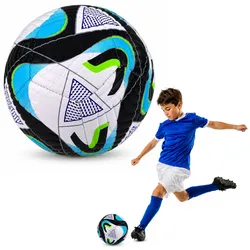 Trainingsfußball für Rasenplätze, schwarz-blau, 22 cm, Größe 5