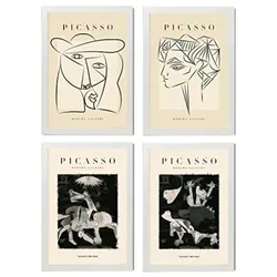 POSTER Set mit 4 Picasso Sammlung NoirAusdruck A3 Weißer Rahmen