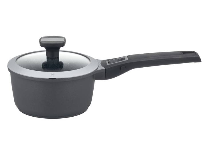 Kasserolle GSW Easy Click , schwarz, Ø:16cm, Töpfe, Kasserolle, Ø 16 cm, abnehmbarer Griff, Induktion