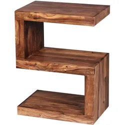 BEISTELLTISCH Massivholz S-Form Handgefertigt, Braun 44x30x60 cm