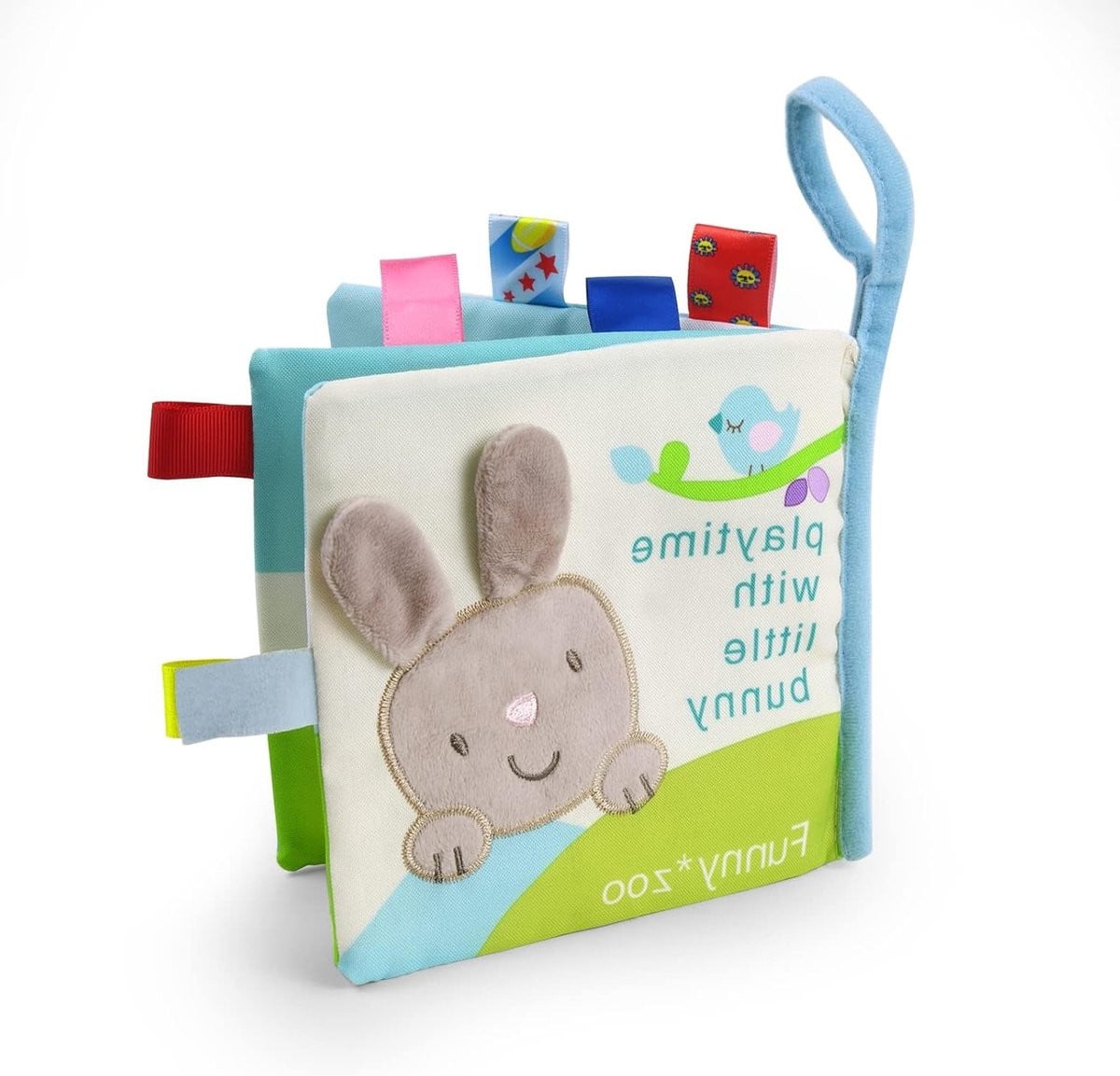 Zachte Baby Handdoek met Speelboekjes en 3D Dierentails voor Zintuiglijke Ontwikkeling en Vroeg Leren - Konijn