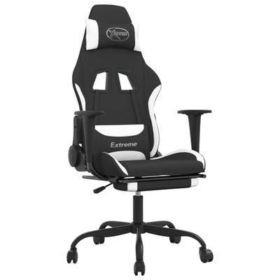 Décoshop26 - Bürostuhl Gaming-Stuhl mit Lendenkissen und Fußstütze in weißem und schwarzem Stoff DEC025834 DEC025834