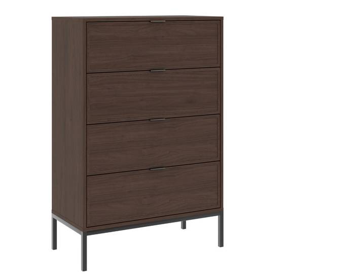 Mid.you Kommode Deco, Walnuss, Metall, 4 Schublade(n) Schubladen, 75.9x115.5x40 cm, Wohnzimmer, Kommoden & Sideboards, Kommoden