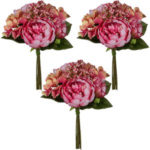 Creativ-green Kunstblume Peonienstrauß, pink, Höhe 30 cm, 3 Stück
