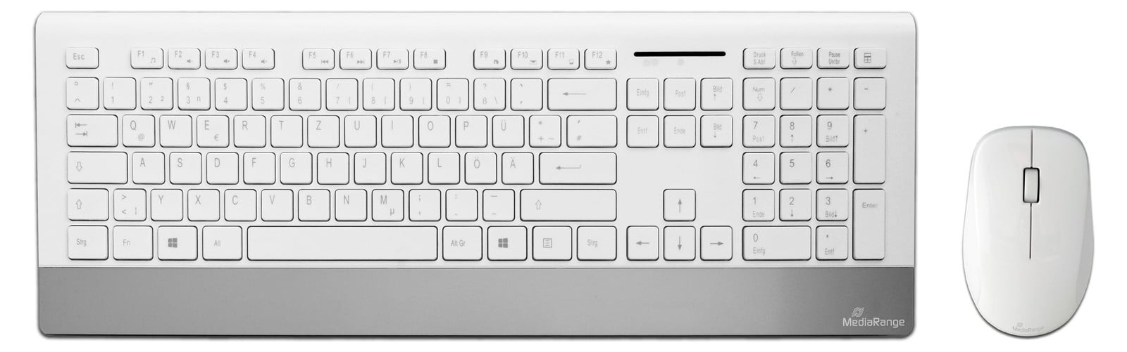 MediaRange MROS106 HIGHLINE draadloos toetsenbord en muis set, QWERTZ, wit/zilver