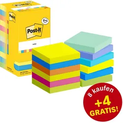 Post-it® Energetic Haftnotizen farbsortiert 8 Blöcke + GRATIS 4 Blöcke