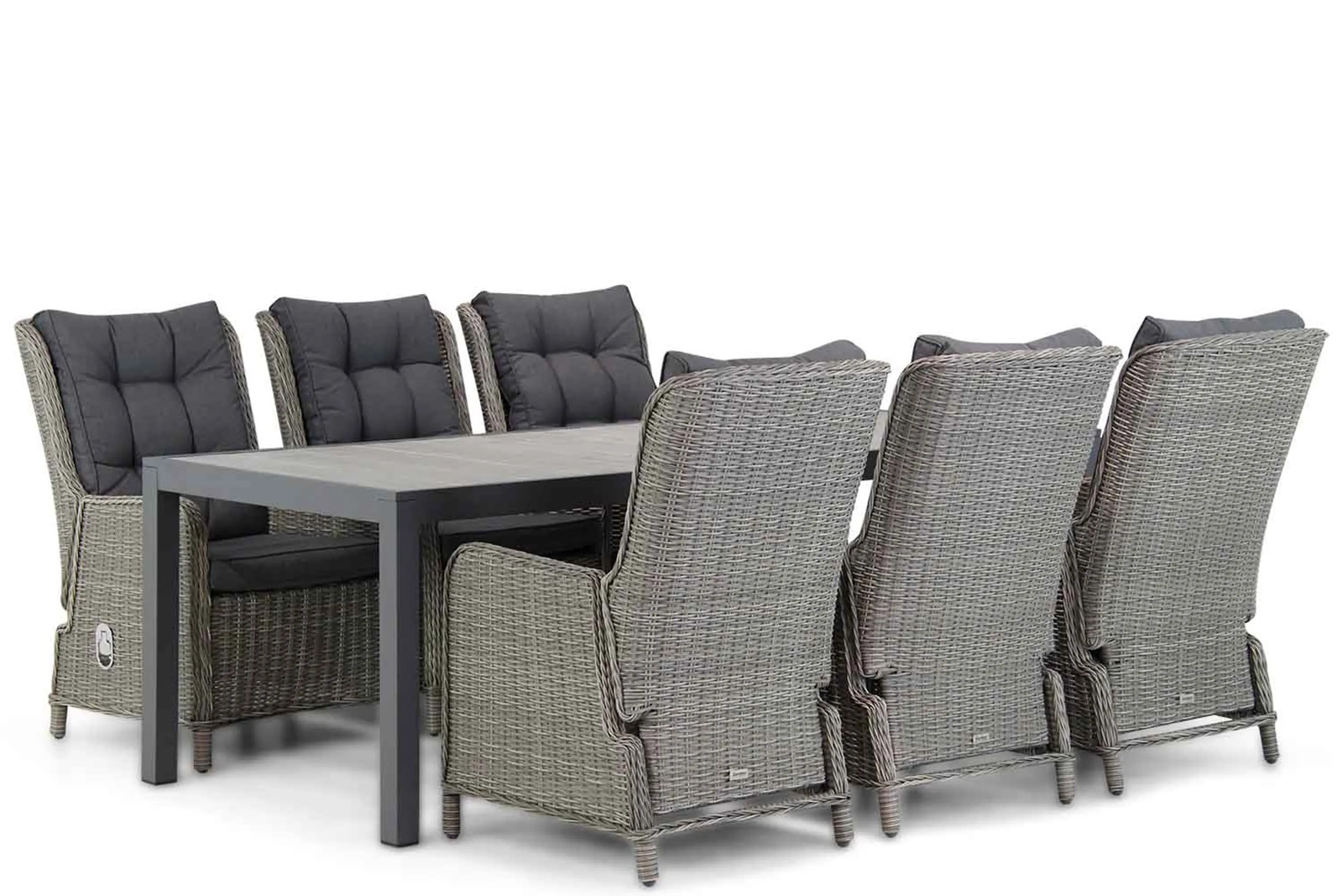 Garden Collections Kingston/Residence Dining Tuinset voor 7 personen, Grijs, Aluminium en Keramiek