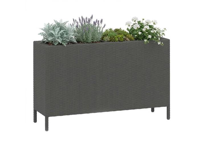 Hochbeet Rattan mit 4 Töpfen 100 x 30 x 60 cm schwarz