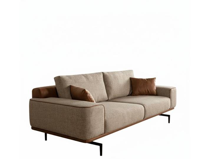 JVmoebel 3-Sitzer Beiges Designer Sofa aus Textil für das Wohnzimmer, 2 Teile