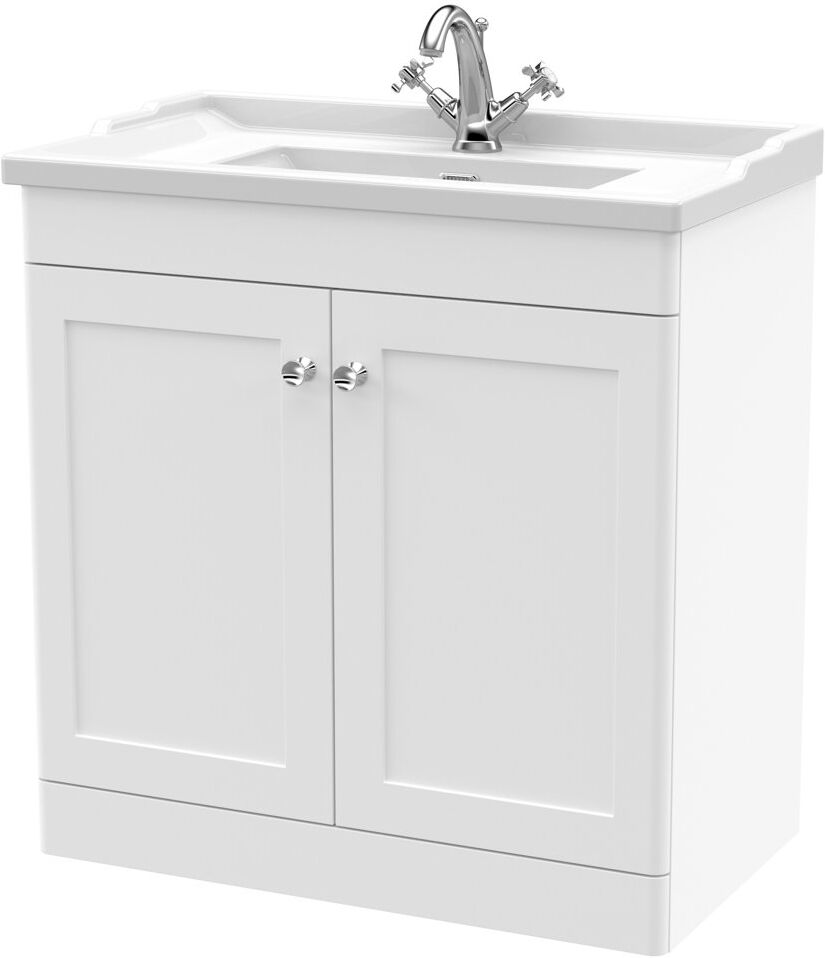 Nuie Classique 800mm Double Bathroom Vanity with Vanity Top Satin White 820mm W