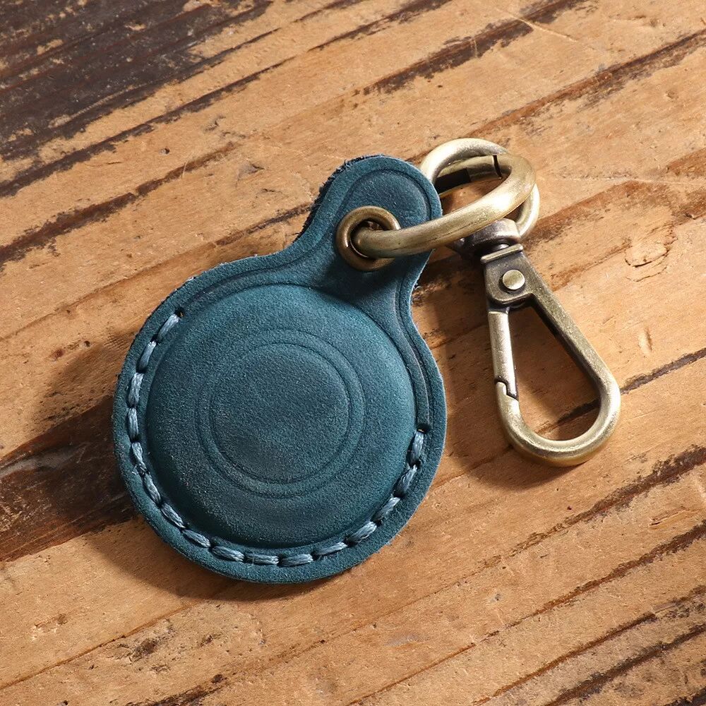 INF Étui en cuir premium pour Apple AirTag Bleu