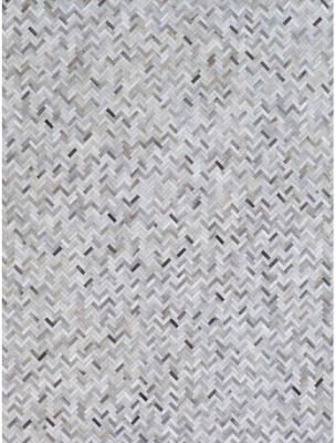 Exquisite Rugs Mosaic Leather hand-tufted Leather Hide Silver Area Rug