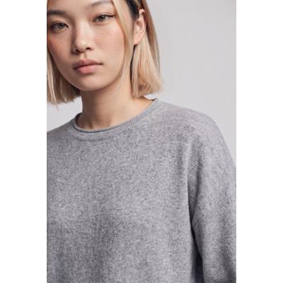 Strickpullover ONLY "ONLLOYAL AMALIO LIFE LS O-NECK KNT NOOS", Damen, Gr. M, light grau melange, Strick, Obermaterial: 80% Polyester, 20% Nylon, unifarben, bequem normal, Rundhals, Pullover Strickpullover, Materialmix