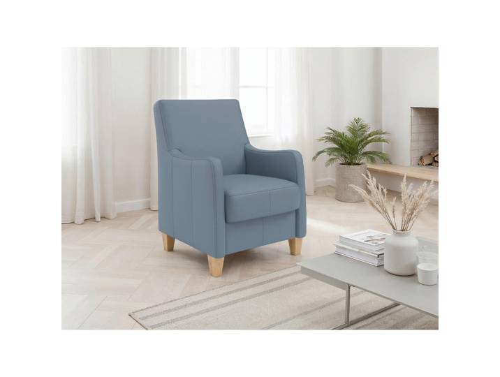 Sit & More Sessel Palmera E, Graublau, Holz, Echtleder, Nappaleder, Buche, 70x93x75 cm, Goldenes M, Made in Europe, DGM-Klimapakt, gepolsterte Armlehnen, Wohnzimmer, Sessel, Sonstige Sessel