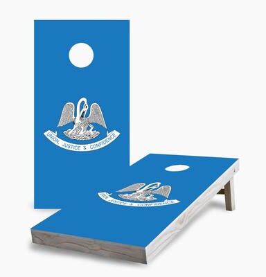 Skip's Garage Louisiana State Flag Cornhole Boards
