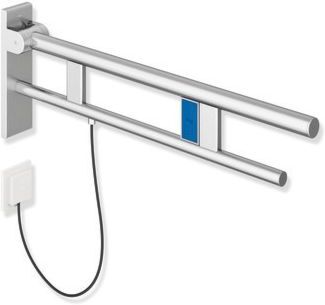 Hewi System 900 Stützklappgriff 900.50.202XA Ausladung 900 mm, Edelstahl matt geschliffen, links, E-Spülauslösung