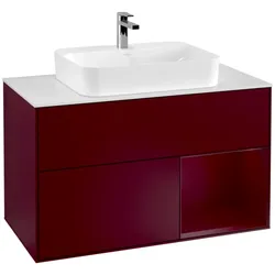 Villeroy und Boch Finion Waschtischunterschrank F371HBHB 100cm, Abdeckplatte white matt, Regal rechts Peony, Peony Matt