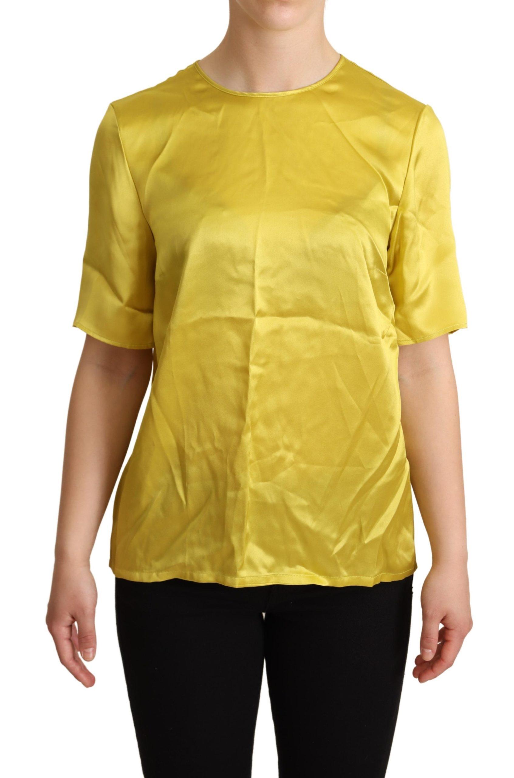 Dolce & Gabbana Dames Gele Zijde Korte Mouwen Blouse T-shirt