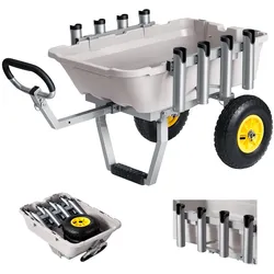 VEVOR Angelwagen Faltbar, 90,7kg Belastbarer Bollerwagen mit 2 All-Terrain-Gummireifen, Transportwagen mit Alugestell 8 Rutenhaltern, Multifunktionale Transportkarre für Angeln Camping Strand Outdoor