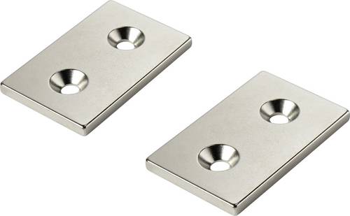 TRU COMPONENTS W40L25T5-2M4 Permanent-Magnet Rechteckig (L x B x H) 40 x 25 x 5mm N35 Grenztemperatur (max.): 80°C