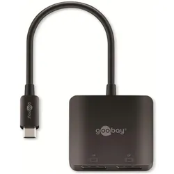 Goobay USB-C-Adapter auf 2x DisplayPort (DisplayPort), Video Adapter, Schwarz