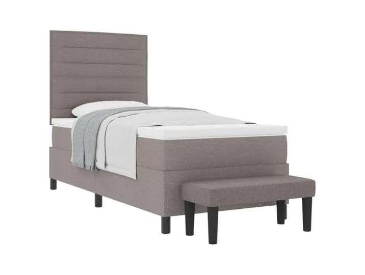 KKgypkn Boxspringbett mit Kopfteil Taupe 90 x 200 cm Stoff, mittel-Feste Matratze, verstellbares Kopfteil, Holzwerkstoffrahmen, Schaumfüllung, einfache Montage