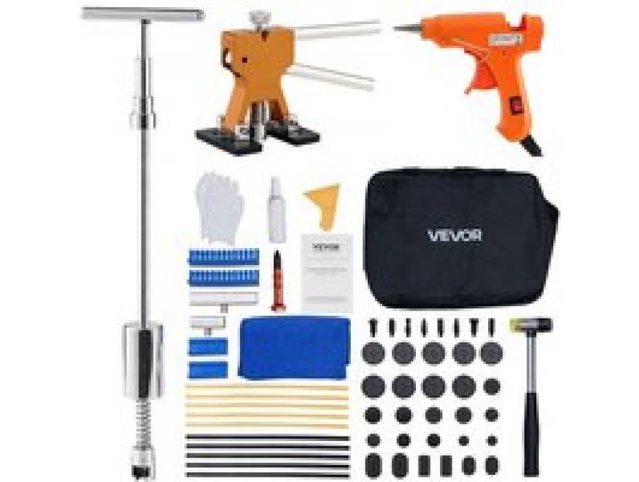 VEVOR Kit de Débosselage de Carrosserie sans Peinture 61PCs, avec Débosseleur Doré, Marteau à Inertie, Barre en T, Pistolet à Coll, Outil de Réparation de Bosses de Portières pour Garage Atelier