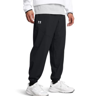 Trainingshose UNDER ARMOUR "UA VIBE WOVEN JOGGER", Herren, Gr. L, N-Gr, schwarz,, weiß, Obermaterial: 87% Polyester, 13% Elasthan, Hosen Trainingshose, kompakt verstaubar, mit Elasthan-Anteil, leichtes Material