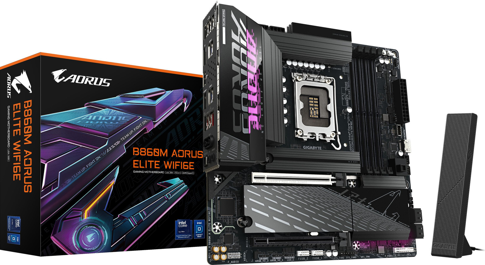 Gigabyte B860M AORUS ELITE WIFI6E moederbord zwart