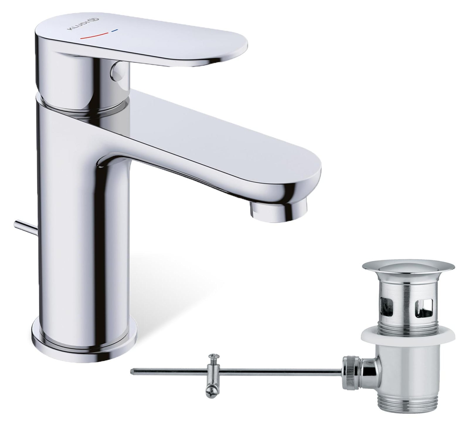 Dripio Wasbakarmatuur Chroom met Waterbesparende Functie en Afvoer met Trekstang